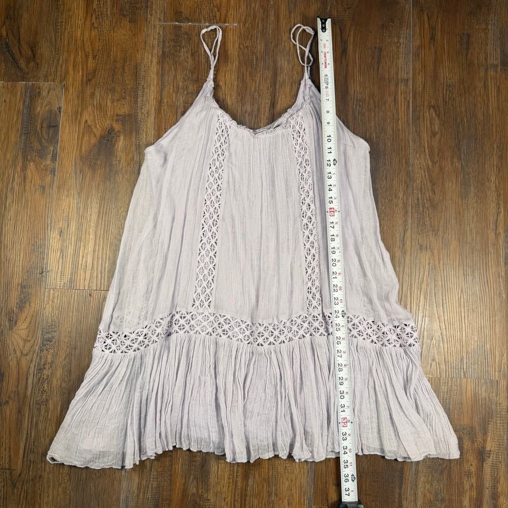 Chelsea & Violet MED boho lilac sleeveless strappy crochet lace mini tank dress - Picture 3 of 16